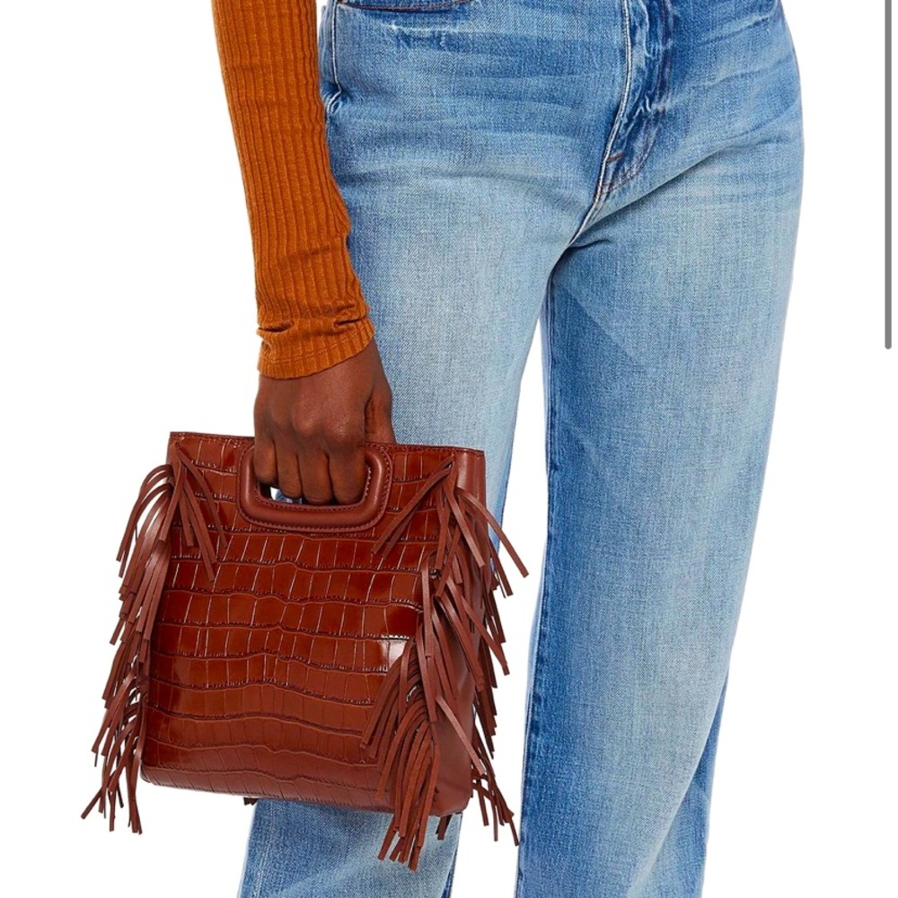 CROCODILE EMBOSSED LEATHER M BAG